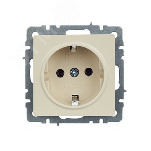 BRITE Розетка с заземлением без защитных шторок 16А РС11-1-0-БрКр бежевый - фото 2