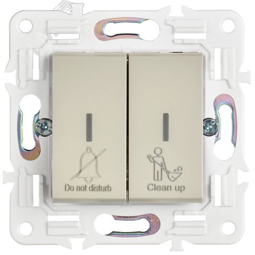 SKANDY Выключатель 2-клавишный с индикацией для отелей 10А SK-V16B бежевый IEK - фото 4