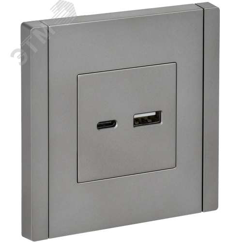 FORTE&PIANO Розетка USB A+C 18Вт FP551 сталь IEK - фото 1