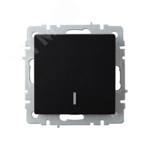 BRITE Выключатель одноклавишный проходной с индикацией 10А ВС10-1-7-БрЧ черный IEK - фото 2