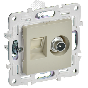 SKANDY Розетка двойная TV+RJ45 кат.5E SK-A14B бежевый IEK - фото 1