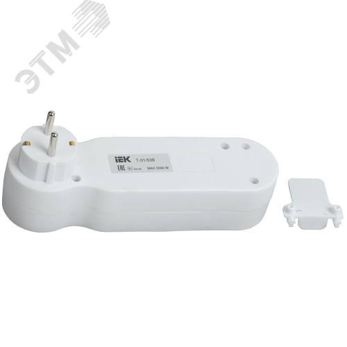 Тройник Т-01/03В 3 места 2P+PE 16А с выключателем белый - фото 3