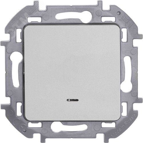 Выключатель 1-клавишный проходной с подсветкой/индикацией 10АХ безвинтовое крепление алюминий INSPIRIA - фото 2