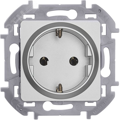 Розетка 1-местная с заземлением без защитных шторок 16А алюминий INSPIRIA - фото 5