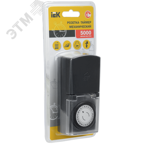 РТМ-4 Розетка-таймер механ. 30мин 24ч 48on/off 16А IP44 - фото 2