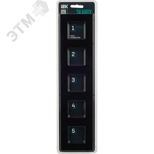 SKANDY Рамка 5-местная SK-F25Bl стекло черный IEK - фото 5