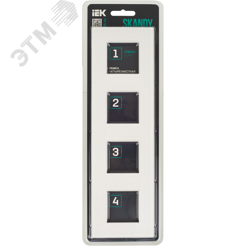 SKANDY Рамка 4-местная SK-F24W стекло арктический белый IEK - фото 5