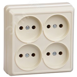 Изображение товара OKTAVA Розетка 4-местная без заземления для открытой установки 10А РС24-2-ОК кремовый GENERICA (шт)