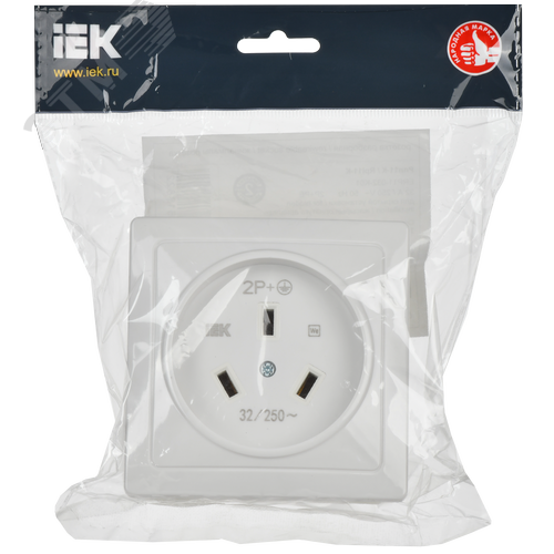 Розетка разборная для плиты с заземлением скрытой установки 32А белая Рпл11-К IEK - фото 2
