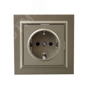 BRITE Розетка 1 пост с заземлением с защитными шторками 16А в сборе РСР14-1-0-БрШ шампань IEK - фото 2