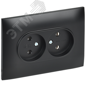 Изображение товара SKANDY Розетка 2-местная без заземления без защитных шторок 10А в сборе SK-R10Bl черный IEK (шт)