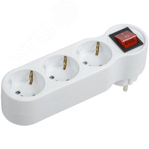 Изображение товара Тройник Т-01/03В 3 места 2P+PE 16А с выключателем белый (шт)