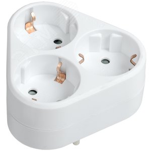 Тройник Т-01/03 3 места 2P+PE 16А треугольный белый - фото 1