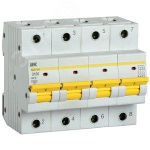 Выключатель автоматический ВА47-150 4Р 100А 15кА характеристика D MVA50-4-100-D IEK