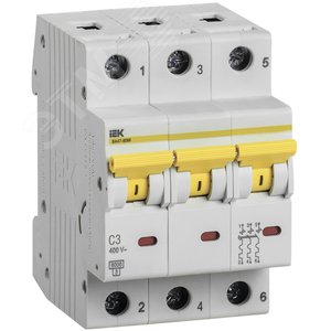 Изображение товара Выключатель автоматический ВА47-60M 3Р 3А 6кА С (шт)