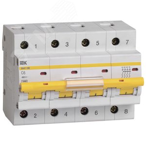 Изображение товара Выключатель автоматический ВА47-100 4P 6А 10кА х-ка C (шт)