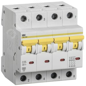 Изображение товара Выключатель автоматический ВА47-60M 4Р 25А 6кА С (шт)