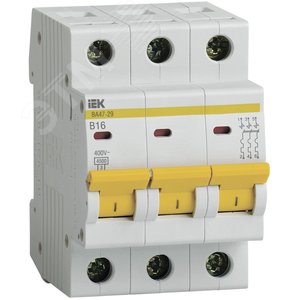 Выключатель автоматический трехполюсный 16А B ВА47-29 4.5кА MVA20-3-016-B IEK