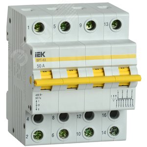 Изображение товара Выключатель-разъединитель трехпозиционный АРТ-63 4P 50А (шт)