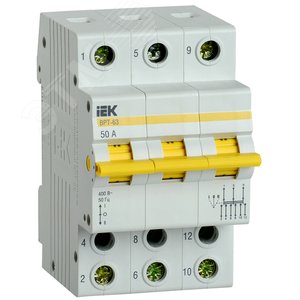 Выключатель-разъединитель трехпозиционный ВРТ-63 3P 50А MPR10-3-050 IEK