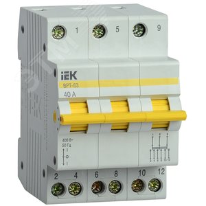 Изображение товара Выключатель-разъединитель трехпозиционный АРТ-63 3P 40А (шт)