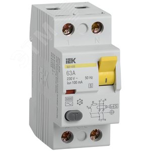 Выключатель дифференциального тока (УЗО) ВД1-63S 2Р 63А 100мА(Электромеханическое)