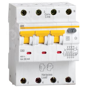 Выключатель автоматический дифференциальный АВДТ-34 C10 10мА(Электронный) MAD22-6-010-C-10 IEK
