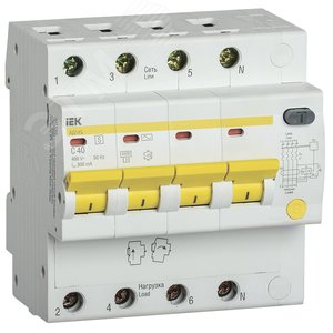 Выключатель автоматический дифференциальный АД14S 4Р 40А 300мА MAD13-4-040-C-300 IEK