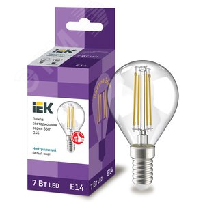 Лампа светодиодная G45 шар прозрачная 7Вт 230В 4000К E14 серия 360 град - фото 1