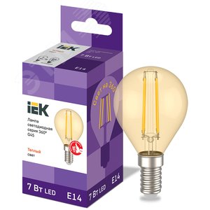 Лампа светодиодная G45 шар золото 7Вт 230В 2700К E14 серия 360 град - фото 1