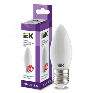 Лампа светодиодная C35 свеча матовая 7Вт 230В 4000К E27 серия 360° IEK LLF-C35-7-230-40-E27-FR IEK