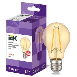 Лампа светодиодная A60 груша золото 9Вт 230В 2700К E27 серия 360 град - фото 1