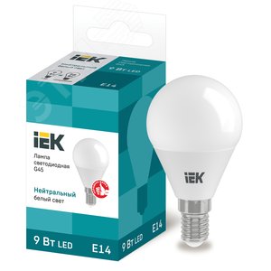 Лампа светодиодная LED 9вт Е14 белый матовый шар ECO