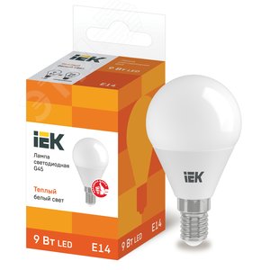 Лампа светодиодная G45 шар 9Вт 230В 3000К E14 IEK