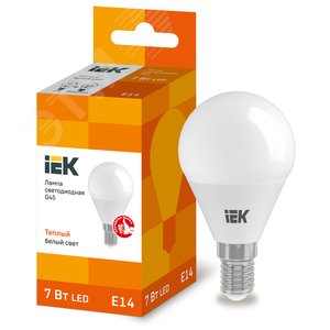 Лампа светодиодная G45 шар 7Вт 230В 3000К E14 IEK LLE-G45-7-230-30-E14 IEK