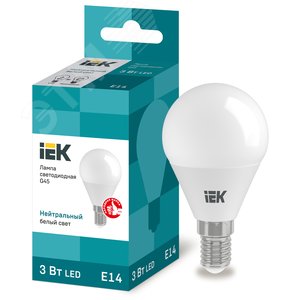 Лампа светодиодная LED 3вт E14 белый матовый шар ECO LLE-G45-3-230-40-E14 IEK