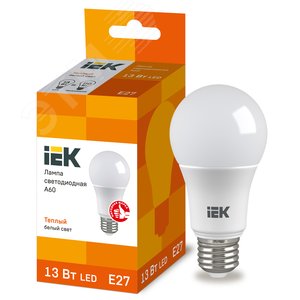 Лампа светодиодная LED 13вт Е27 тепло-белый ECO LLE-A60-13-230-30-E27 IEK
