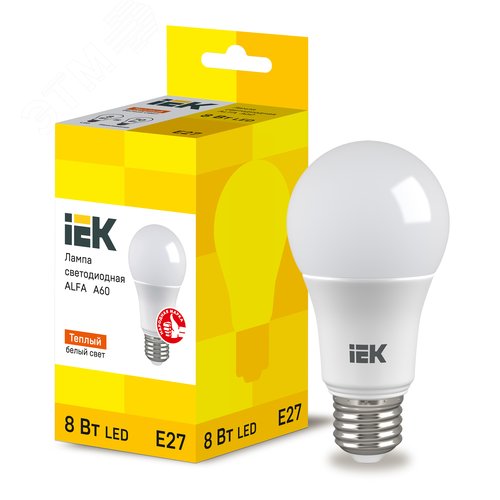 Изображение товара Лампа LED ALFA A60 груша 8Вт 230В 3000К E27 (шт)