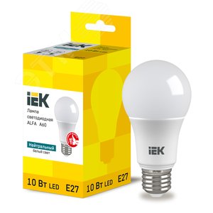 Изображение товара Лампа LED ALFA A60 груша 10Вт 230В 4000К E27 6шт (шт)