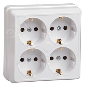 Изображение товара OKTAVA Розетка 4-местная с заземлением для открытой установки 16А РС24-3-ОБ белый GENERICA (шт)