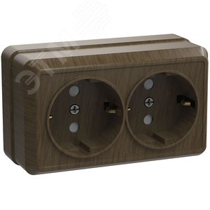 Изображение товара OKTAVA Розетка 2-местная с заземлением для открытой установки 16А РС22-3-ОД дуб GENERICA (шт)
