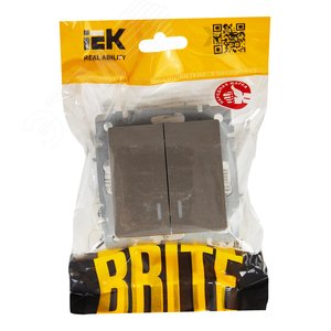 BRITE Выключатель двухклавишный с индикацией 10А ВС10-2-1-БрС сталь - фото 6