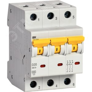 Изображение товара Выключатель автоматический ВА47-60МА без теплового расцепителя 3P 20А 6кА D (шт)