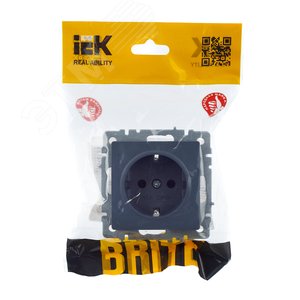 BRITE Розетка с заземлением с защитными шторками 16А РС14-1-0-БрМ маренго - фото 7