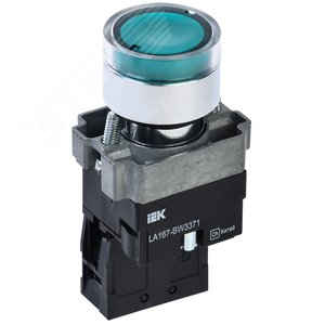 Изображение товара Кнопка LA167-BW3371 d=22мм RC 1з с подсвет. зеленая (шт)