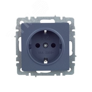 BRITE Розетка с заземлением с защитными шторками 16А РС14-1-0-БрМ маренго - фото 2