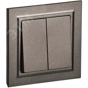 BRITE Выключатель двухклавишный 10А в сборе ВСР10-2-0-БрТБ темная бронза IEK - фото 1