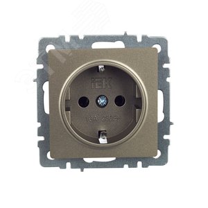 BRITE Розетка с заземлением без защитных шторок 16А РС11-1-0-БрШ шампань - фото 2