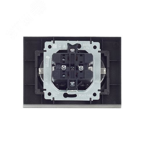 BRITE Розетка двойная с заземлением с защитными шторками 16А в сборе РСш12-3-БрС сталь - фото 5