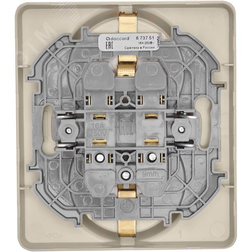 Розетка 2-местная с заземлением без защитных шторок 16А в сборе слоновая кость INSPIRIA - фото 3